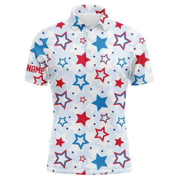 Men's Golf Polo Shirt Red White Blue Stars Unique Gift Men's Polo Shirt S-5XL