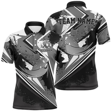 Custom Black and White Golf Shirt Personalized Golf Gifts Men's Polo Shirt S-5XL