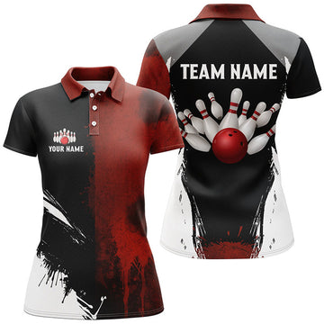 Custom Black Red Bowling Polo Shirt For Custom Team Gift Women's Polo Shirts S-5XL