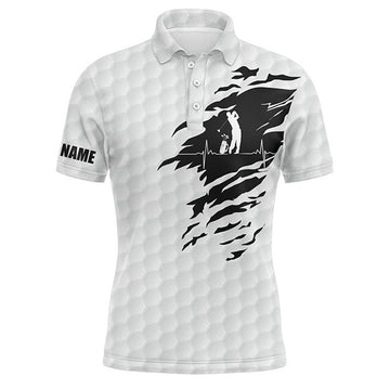 Custom Name Golf Ball Pattern White Apparel Gift For Golf Lover Men's Polo Shirt