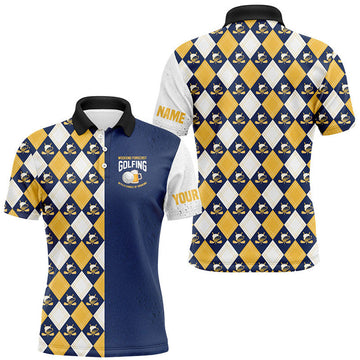 Custom Weekend Forecast Golfing with Drinking Men's Polo Shirt S-5XL