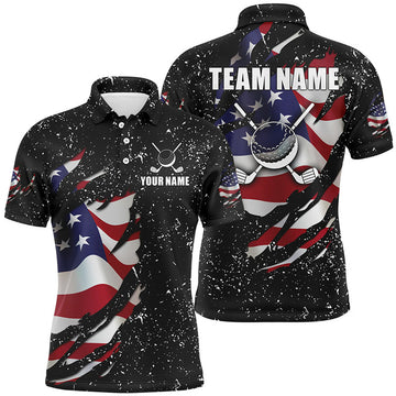 Custom American Flag Grunge Golf Polo Best Men's Polo Shirt S-5XL