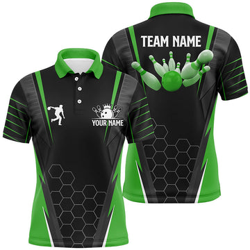 Black Bowling Polo Shirt with Custom Name for Men Men's Polo Shirt S-5XL