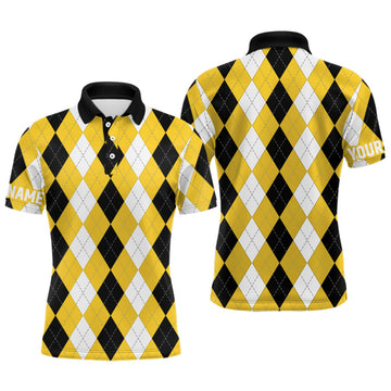 Custom Yellow Argyle Plaid Golf Attire for Men Men's Polo Shirt S-5XL