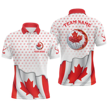 Custom Canada Flag Red Maple Leaf Patriotic Golf Gifts Men's Polo Shirt S-5XL
