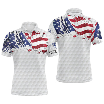 Custom American Flag White Patriotic Golf Shirt Unique Men's Polo Shirt S-5XL