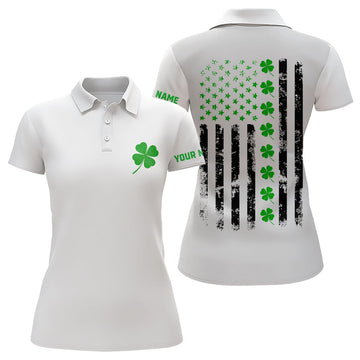 Custom Shamrock American Flag St Patrick Golf Shirt Women's Polo Shirts S-5XL