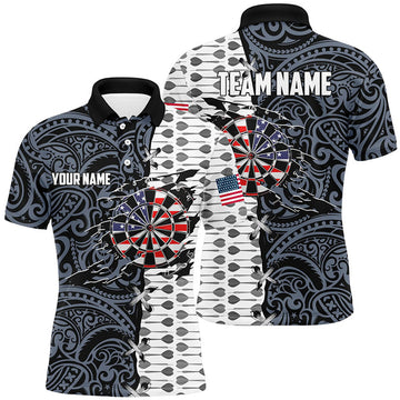 Patriotic Split Tribal American Flag Darts Shirt Custom Men's Polo Shirt S-5XL