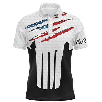 Ripped American Flag Golf Polo Shirt Custom USA Men's Polo Shirt S-5XL