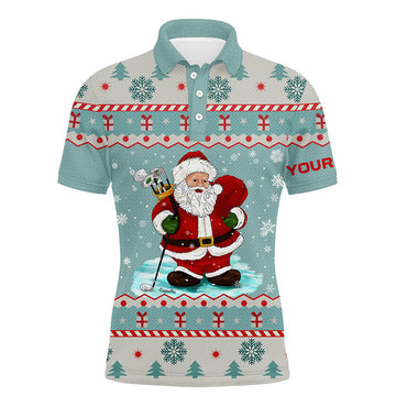 Golf Santa Christmas Custom Cool Mint Polo Shirt Men's Polo Shirt S-5XL