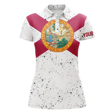 Custom Florida Flag Grunge Patriotic Golf Gifts for Women's Polo Shirts S-5XL