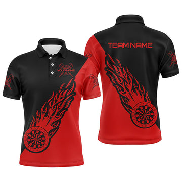 Personalized Red Black Flame Darts Custom Shirt Men's Polo Shirt S-5XL