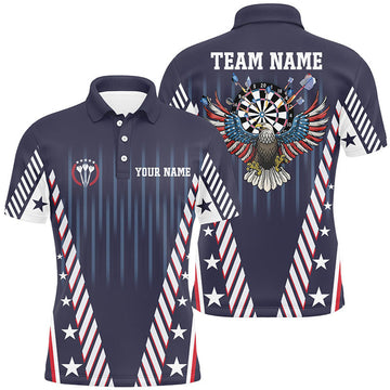 Personalized Patriot US Flag Navy Eagle Custom Darts Men's Polo Shirt S-5XL