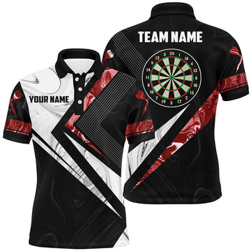Red White Smoke Personalized Darts Jersey Team Mens Polo Shirt S-5XL