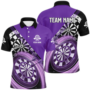 Custom Black Purple Darts Shirt for Men Dart Jerseys Men's Polo Shirt S-5XL