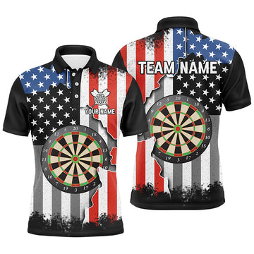 Custom Retro US Flag Darts Jersey Men's Polo Shirt S-5XL