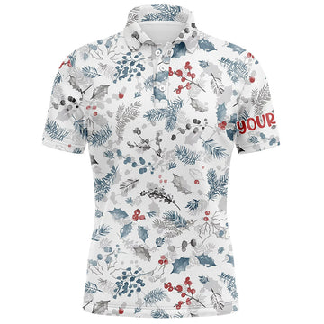 Blue Winter Holly Custom Men's Golf Polo Shirt Christmas S-5XL Men's Polo shirt