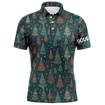 Vintage Christmas Trees Mens Golf Polo Shirts Custom Men's Polo shirt Size S-5XL
