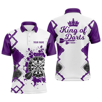 Custom King Of Darts Purple White Jersey Men's Polo Shirt S-5XL