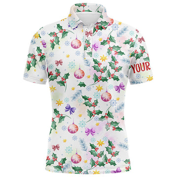 Colorful Watercolor Christmas Golf Shirt Custom Gift Cool Men's Polo Shirt S-5XL