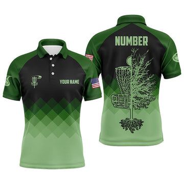Dark Green Geometric Disc Golf Shirt Customized for Men Men's Polo Shirt S-5XL