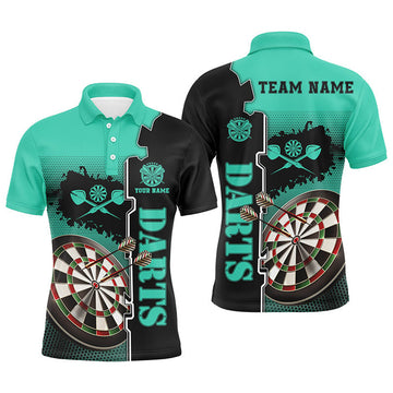 Personalized Turquoise Black Darts Custom Jersey for Men Men's Polo Shirt S-5XL