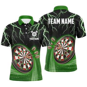 Custom Green Thunder Lightning Darts Jersey for Men Men's Polo Shirt S-5XL