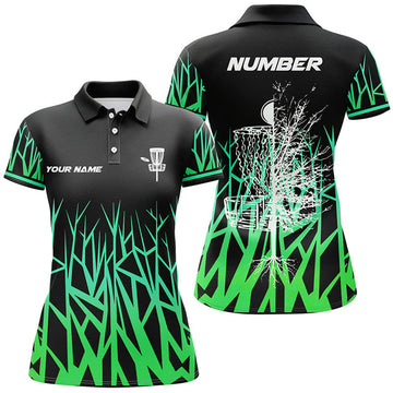 Custom Disc Golf Basket Tree Green Gradient Shirt for Women's Polo Shirts S-5XL