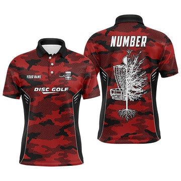 Custom Camo Golf Shirt Red Design Golf Gifts Men's Polo Shirt S-5XL