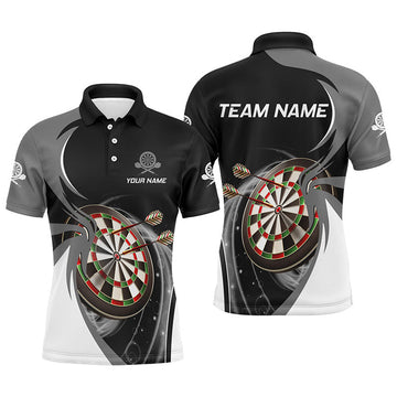 Personalized Grey Black Darts Shirt Custom Jersey for Men Men's Polo Shirt S-5XL