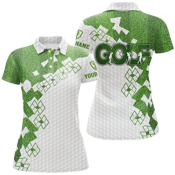 Custom Elegant White Green Golf Shirt Gift for Her Women's Polo Shirts S-5XL