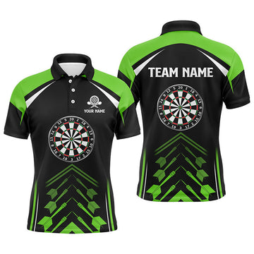 Custom Green Black Darts Shirt for Men Personalized Men's Polo Shirt S-5XL