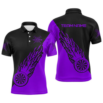 Personalized Purple Black Flame Darts Shirt Dart Jerseys Men's Polo Shirt S-5XL