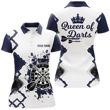 Custom Darts Queen Of Darts Navy White Cool Design Women's Polo Shirts S-5XL