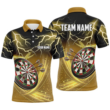 Personalized Thunder Lightning Yellow Darts Shirt Custom Dart Men's Polo Shirt