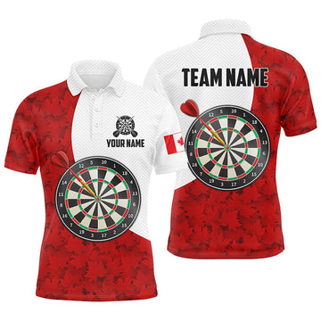 Custom Canada Flag Red Maple Leaf Men's Darts Polo Shirt S-5XL