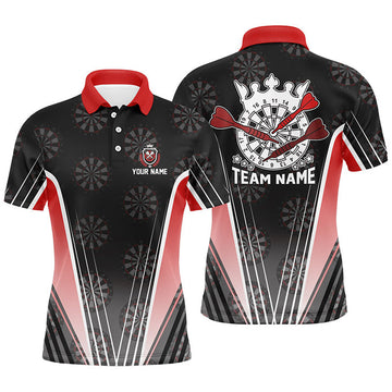 Personalized Black Red Men Darts Polo Shirt Custom Team Shirt Men's Polo Shirt S-5XL