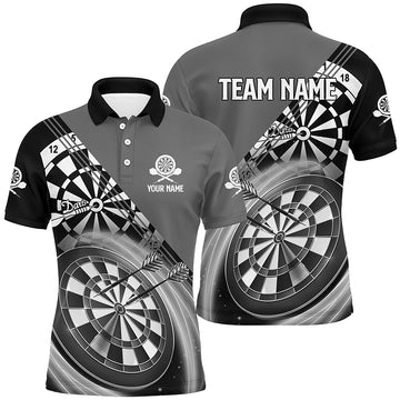 Black Grey Customized Darts Name Mens Polo Shirt S-5XL
