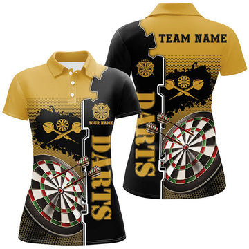 Custom Personalized Yellow Black Darts for Darts Team Women's Polo Shirts S-5XL
