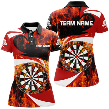 Custom Fire Flame Dartboard Red Dart For Women's Polo Shirts S-5XL