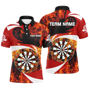 Custom Name Fire Flame Red Darts Shirt Men's Polo Shirt S-5XL