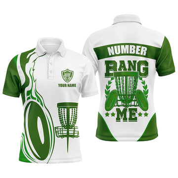 Bang Me Dark Green & White Custom Disc Golf Men's Polo Shirt