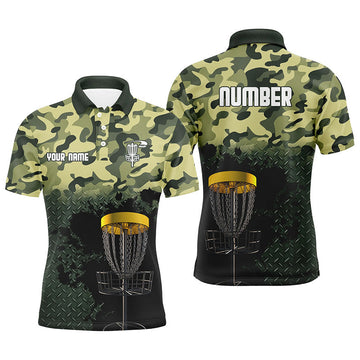 Green Camo Disc Golf Shirt Customized Camo Golf Shirt for Men Men's Polo Shirt