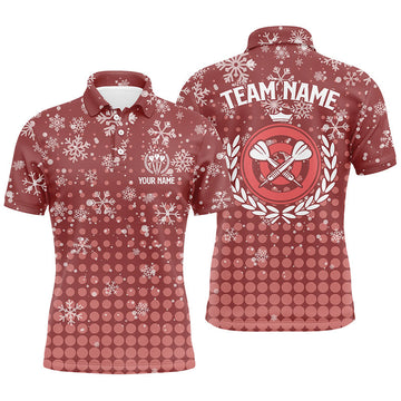 Personalized Red Darts Christmas Snowflakes Men's Polo Shirt Size S-5XL