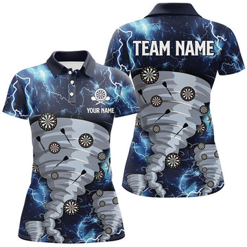Custom Storm Lightning Dart Shirt with Blue Thunder Design Women's Polo Shirts S-5XL