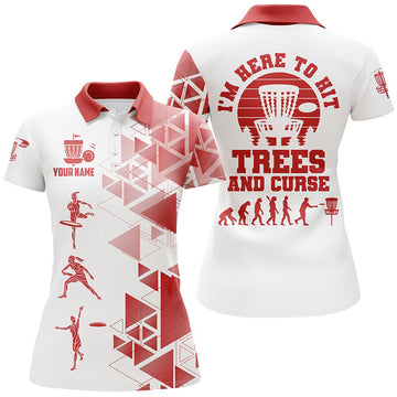 Custom Personalized Evolution Disc Golf Shirts Red White Women's Polo Shirts S-5XL