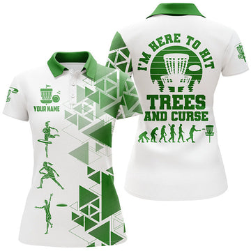 Custom Personalized Evolution Disc Golf Shirt Green White Women's Polo Shirts S-5XL
