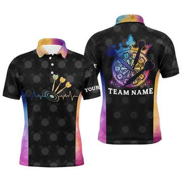 Darts Heartbeat Tie Dye Personalized Shirt for Men Men's Polo Shirt S-5XL
