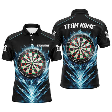 Custom Icy Blue Black Dartboard Darts Jersey for Men Men's Polo Shirt S-5XL