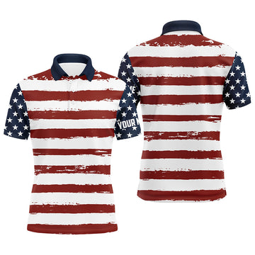 American Flag Patriotic Retro USA Golf Shirt S-5XL Men's Polo Shirt